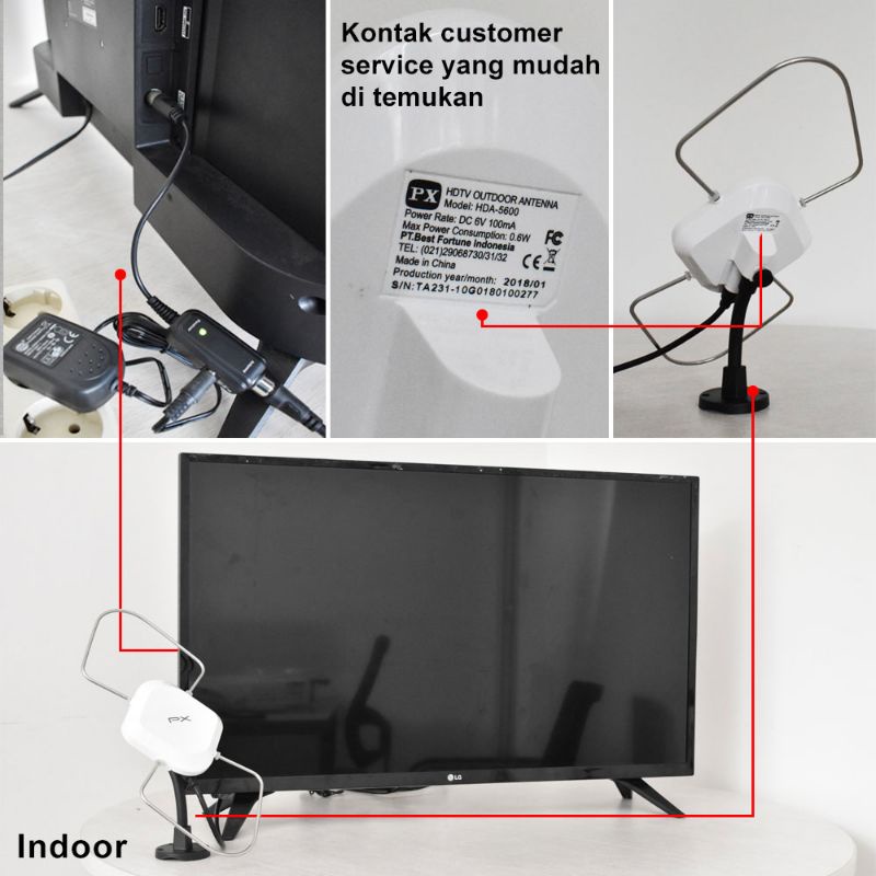 Antena TV PX HD-5600 Indoor/Outdoor Antena Tv Digital Analog +Kabel 12meter Mandiri Jaya Elektronik