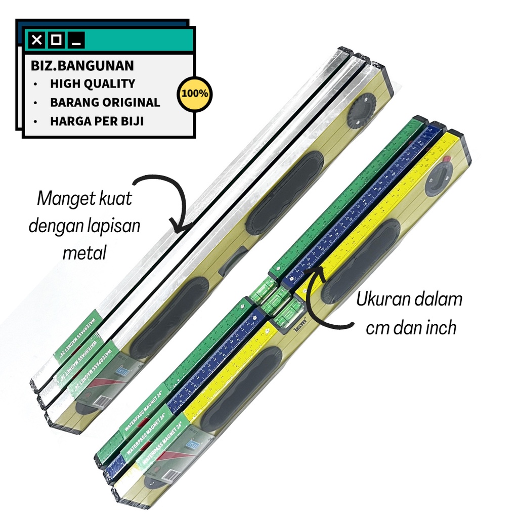 WATERPASS IGM MAGNET 24&quot; INCH - WATERPAS ALUMINIUM 60 CM MAGNIT TEBAL