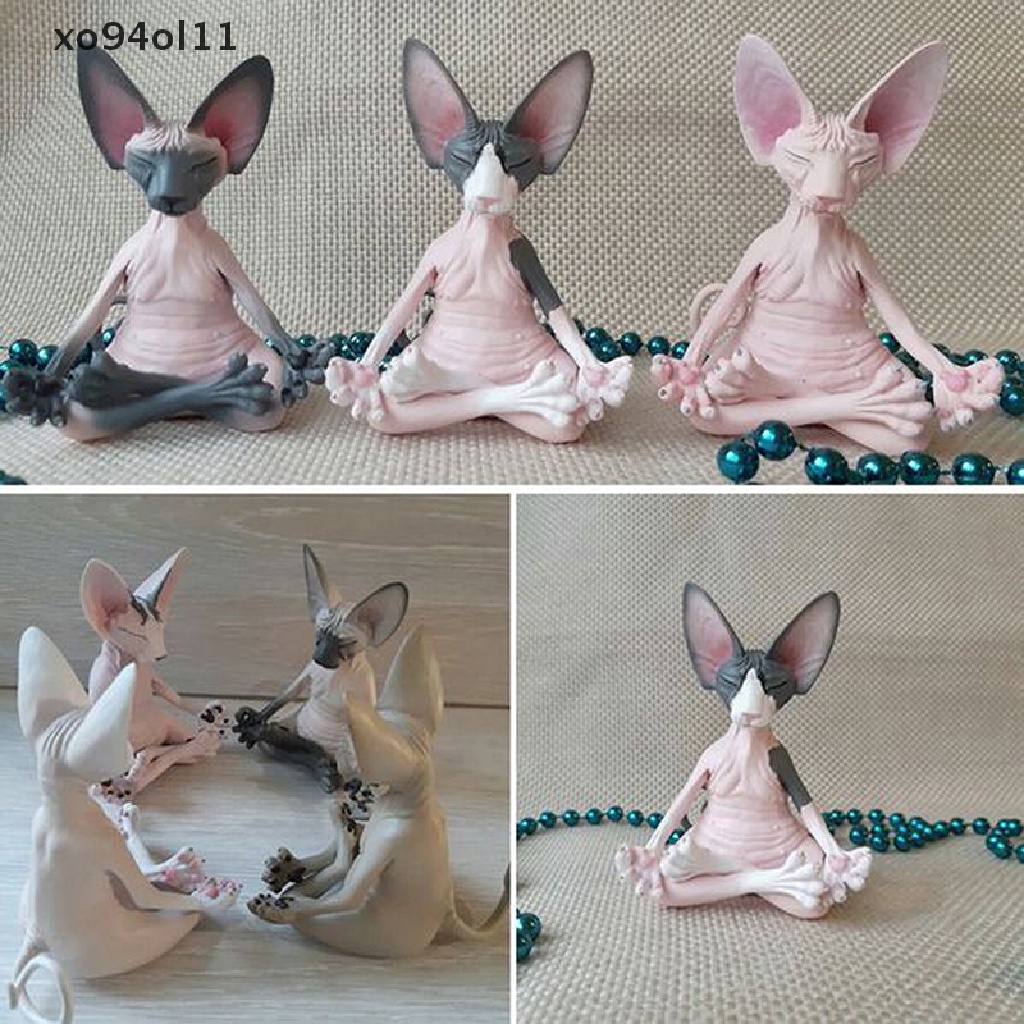 Xo Sphynx Kucing Meditate Koleksi Patung Miniatur Buatan Tangan Dekorasi Hewan Mainan OL