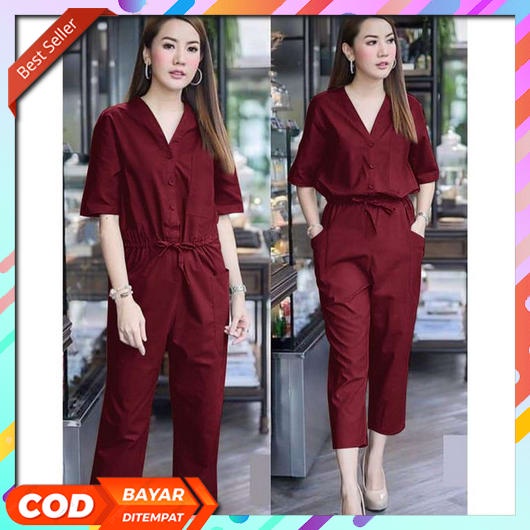 Jumpsuit Wanita Korean Style Pendek Jeans Terbaru 2022Outer Kondangan Outher Muslimah One Set Premiu