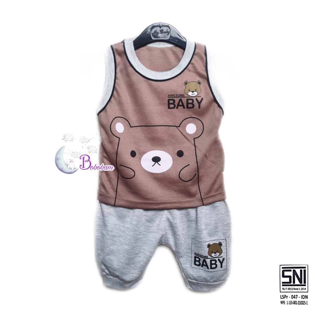 BAJU BAYI LAKI LAKI SETELAN ANAK COWO LUCU STELAN COWOK 6 12 BULAN KEREN TRENDY KEKINIAN SINGLET BEAR