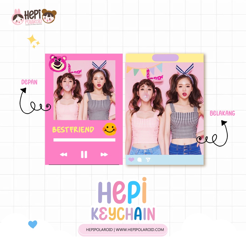 2PCS Keychain Acrylic BFF Custom Photo 2 SISI Keychain KPOP Keychain Lucu Akrilik Korea