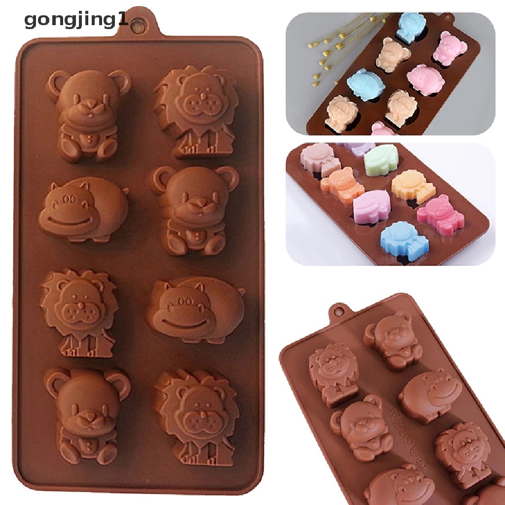 Ggg Cetakan Silikon Animal Bentuk Hippo Lion Bear Coklat Sabun Kue Peralatan Dapur DIY ID