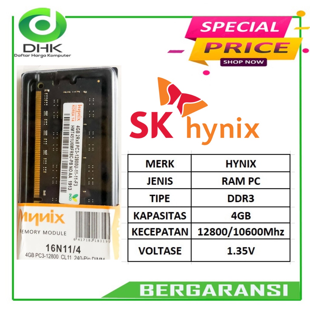 memory DDR3 4GB PC12800 HYNIX Longdim