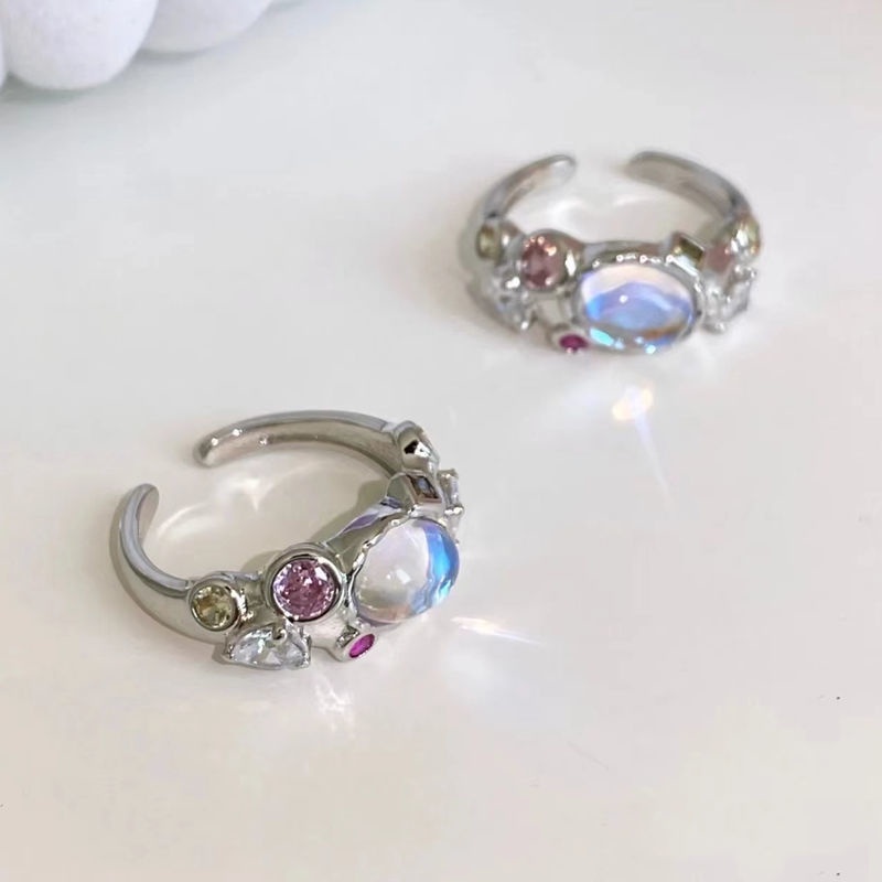 [Seri Astral] Aksesoris Cincin Moonstone Kepribadian Temperamen Retro