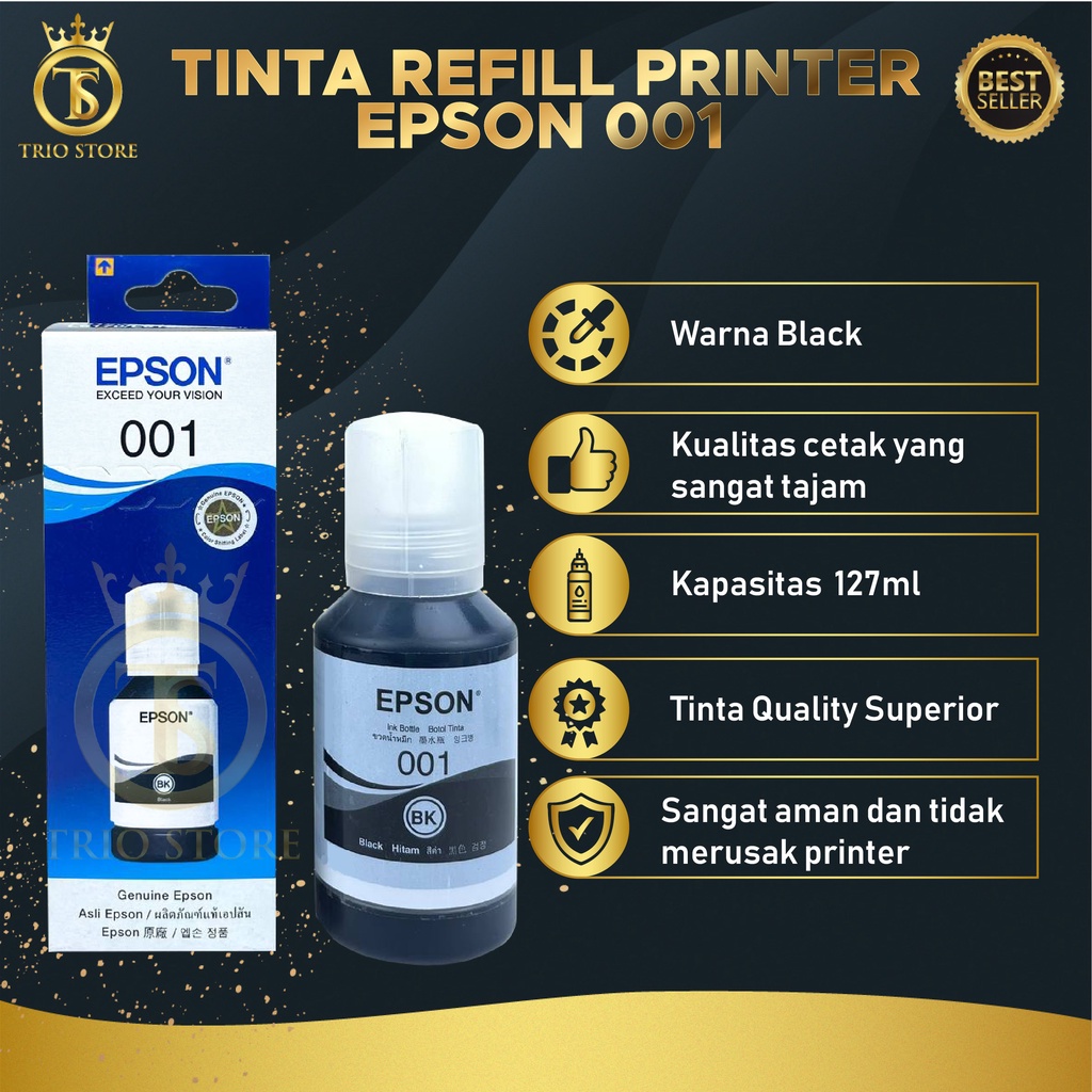 Tinta Epson 001 Black For Printer 4150 L4160 L6160 L6170 L6190 Premium