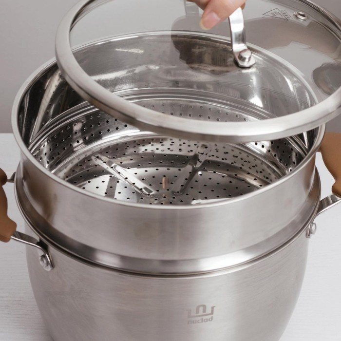 NUCLAD STAINLESS STEEL 304 STEAMER PANCI KUKUS DIAMETER 24CM