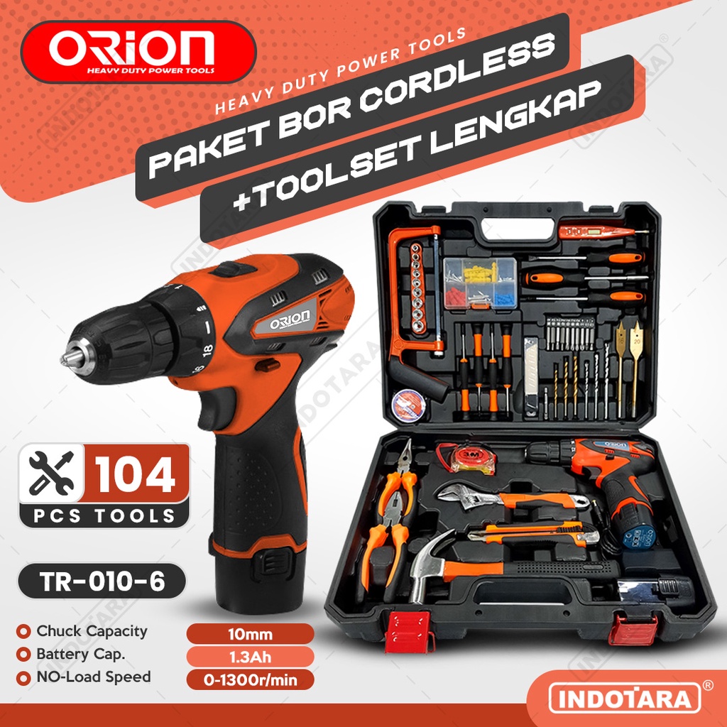 Hand Toolset / Tool Kit Set / Toolbox Cordless Drill Set Orion TR-010-6