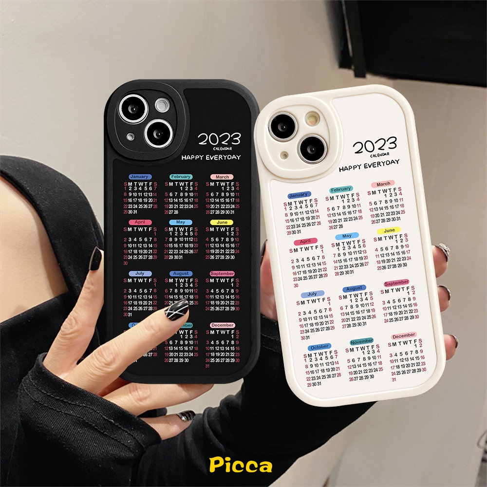 IPHONE 2023kalender Baru Couple Phone Case Untuk Iphone11 12 13 14 Pro Max14 Plus XR 6 6s 7 8 Plus X XS MAX SE 2020happy Everyday Pelindung Lensa Soft TPU Back Cover