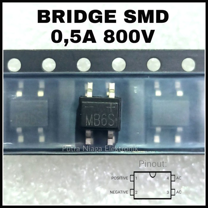 Dioda Bridge SMD MB6S 0,5A 800V putr4n14 Ayo Beli