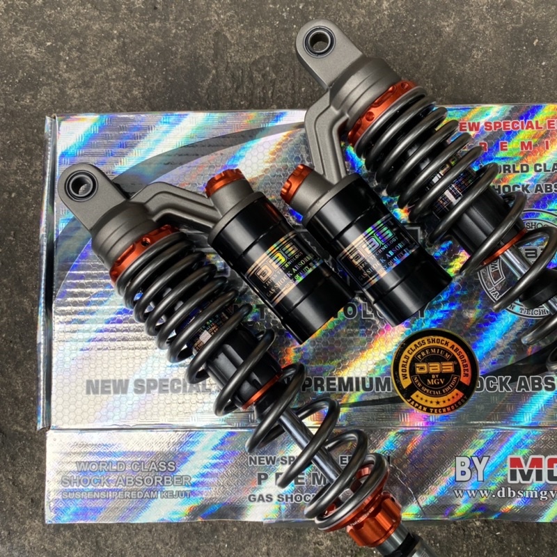 SHOCKBREAKER TABUNG ATAS DBS ORIGINAL UKURAN 340 MM MOTOR NMAX 150 DAN PCX 150 MODEL GP SERIES / SHOCK BELAKANG MOTOR DOUBLE SHOCK MODEL GP SERIES BY DBS ORIGINAL