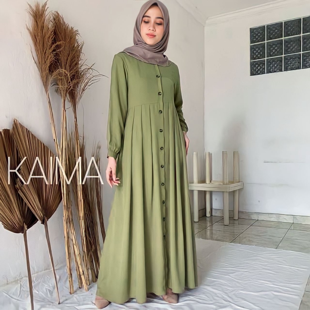 COD Gamis Katun Toyobo Kaima Rinjani Premium Full Kancing Terbaru