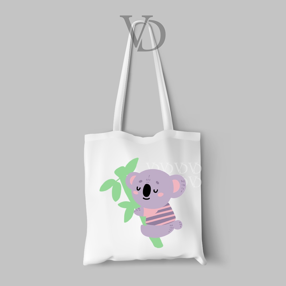 tote bag kanvas cute animal monkey hippo / tas belanja / totebag edisi 2