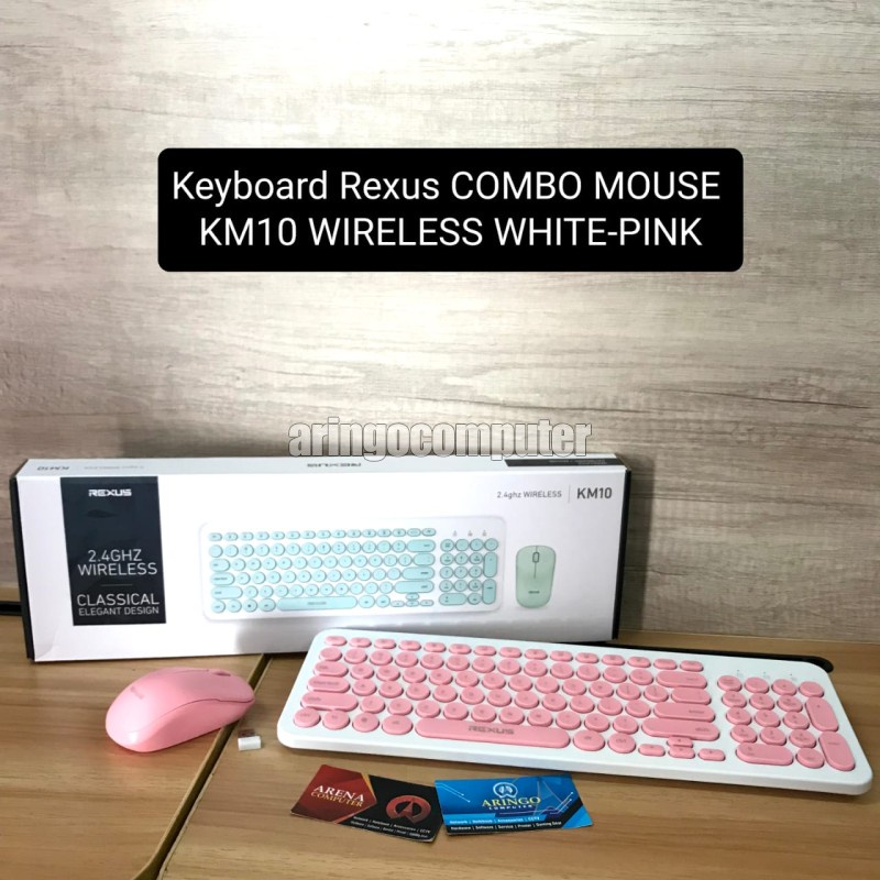 Keyboard Rexus COMBO MOUSE KM10 WIRELESS WHITE-PINK