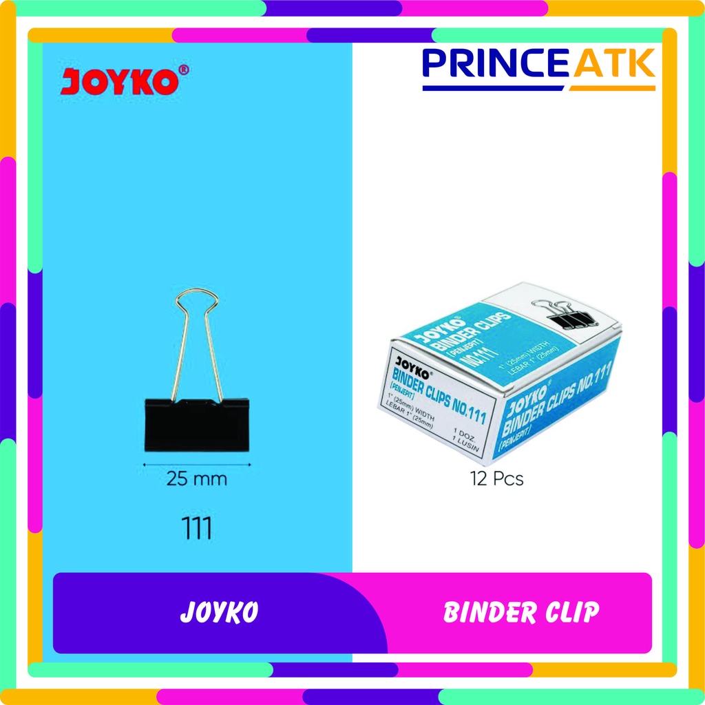 

[12 PCS] JOYKO BINDER CLIP / PENJEPIT KERTAS JOYKO HITAM NOMOR 111