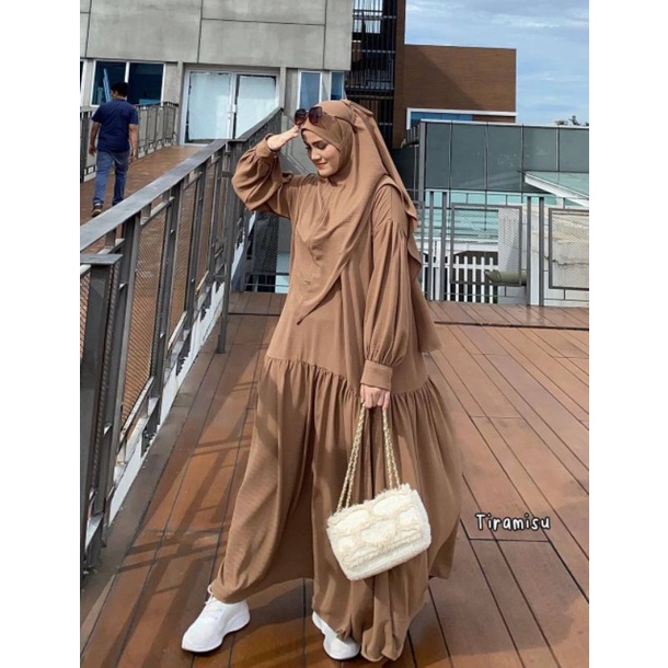 [JTR] HUMAIRA SET SYAR'I SETELAN GAMIS HIJAB/KHIMAR MUSLIMAH POLOS BUSANA MUSLIMAH MURAH hijau srmy 