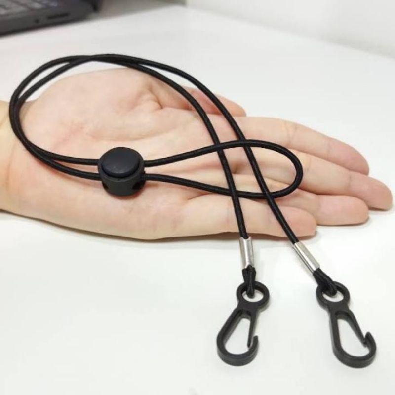 kalung masker/strap masker  polos hitam/ 2in1