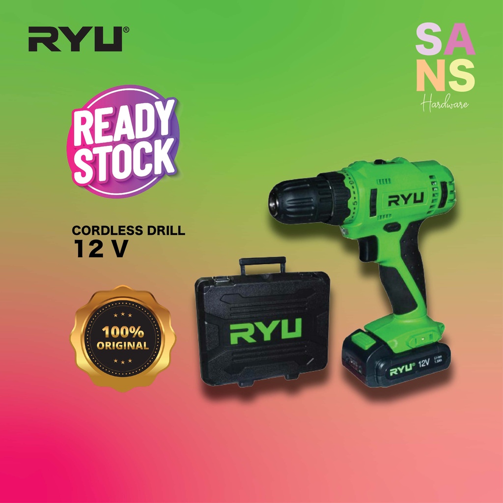 RYU Cordless 12V Mesin Bor Baterai Original