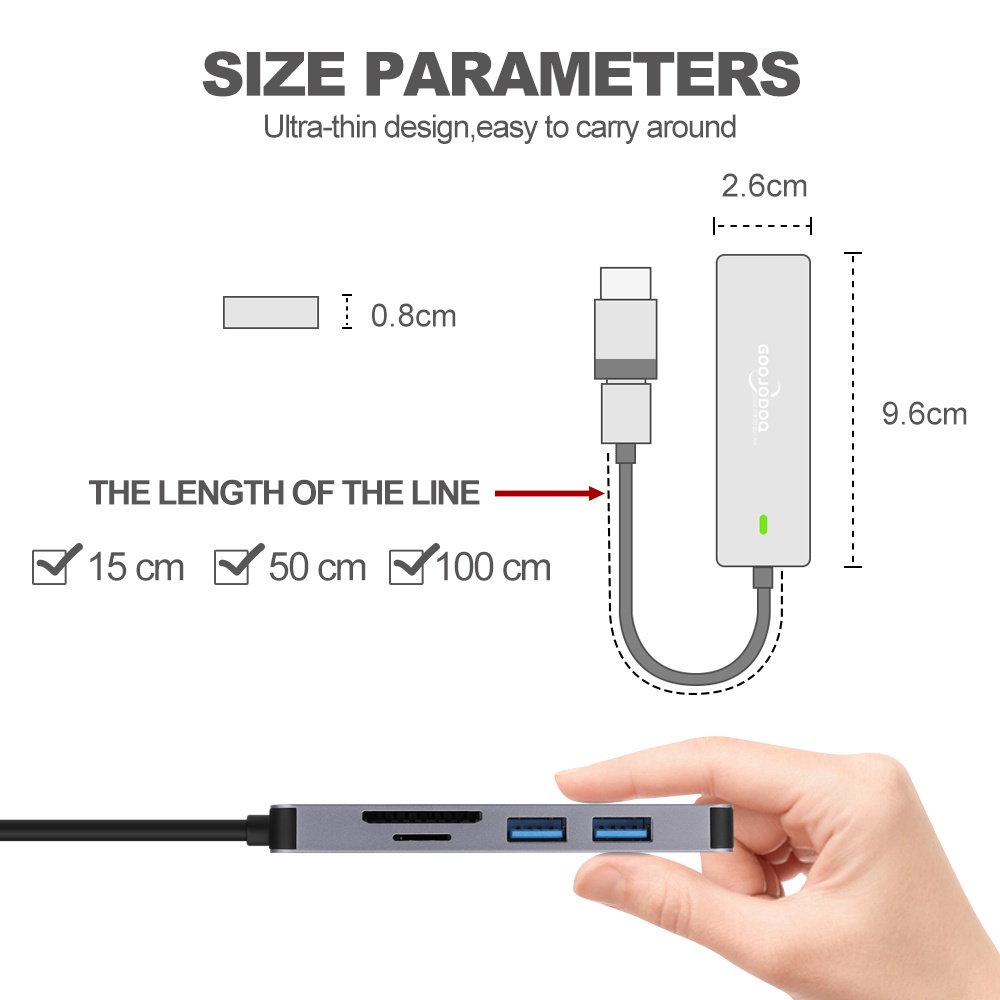 Goojodoq USB HUB Multiple USB Splitter 5 Ports Hight Speed USB 3.0 HUB OTG Printer for Laptop PC aluminum alloy