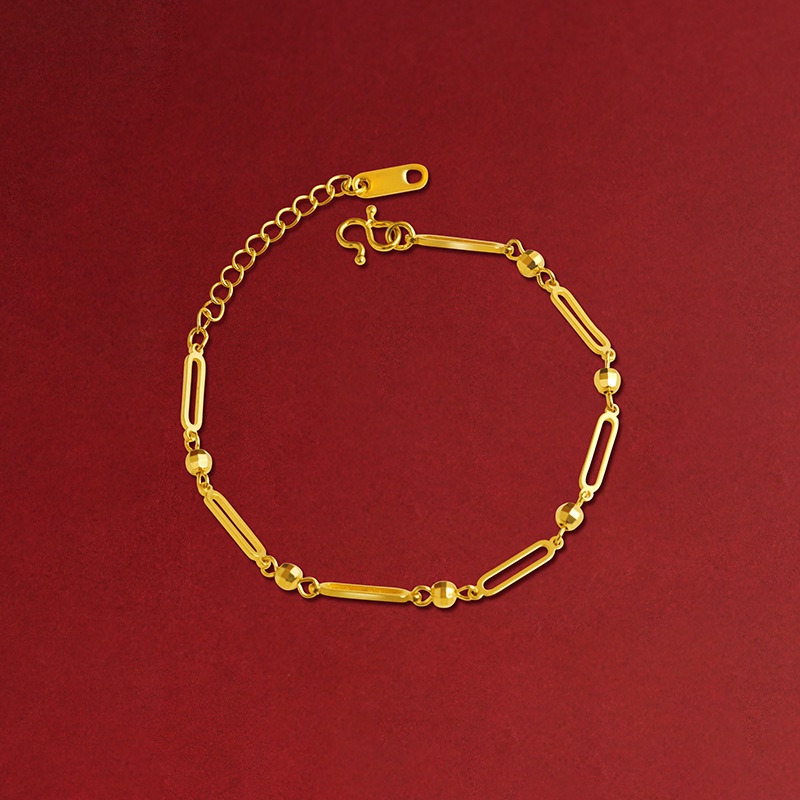 Goldkingdom Fashion Perhiasan Emas Asli Kadar 375 Bangkok Aksesoris Ready Stock Baru Emas Kalung Pria Dan Wanita Dengan Bola Dan Bing Liontin Geometris Gelang Gaya Retro