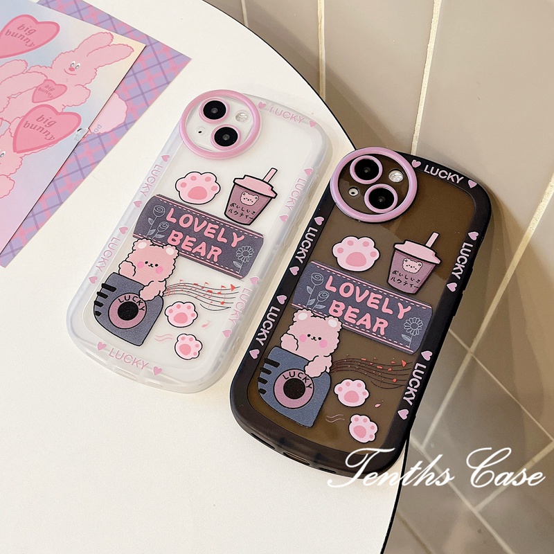 Compatible For iPhone 14 13 12 11 Pro Max X XR Xs Max 8 7 6 6s Plus SE 2020 Lovely Bear Phone Case Soft Cover Pelindung