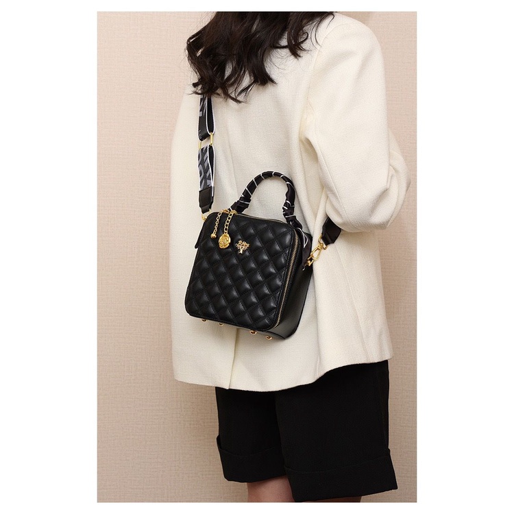 BJ15803 - BLACK/WHITE - TAS SLEMPANG JINJING TOTEBAG HANDBAG WANITA FASHION IMPORT MODIS ELEGAN TERMURAH TERLARIS TERBARU BAGSTORE JAKARTA TAS BATAM EL5803