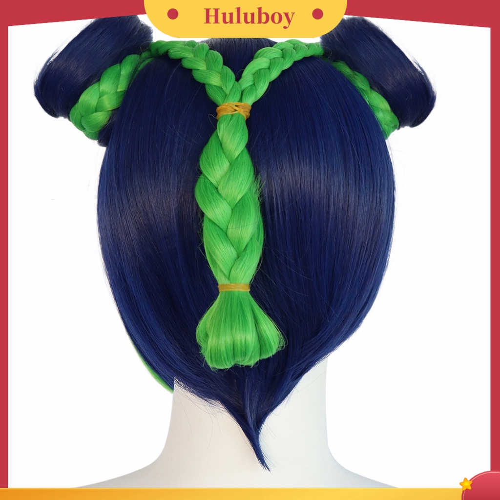 Rambut Palsu Model Kepang Warna Biru Tua Campur Untuk Cosplay Anime