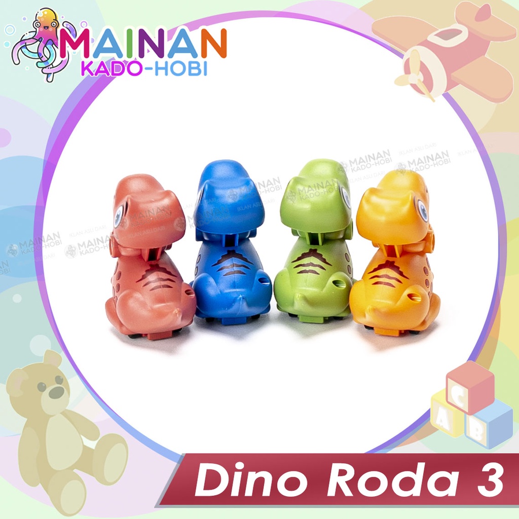 MAINAN ANAK MINIATUR ANIMAL PRESS CAR DINO RODA TIGA