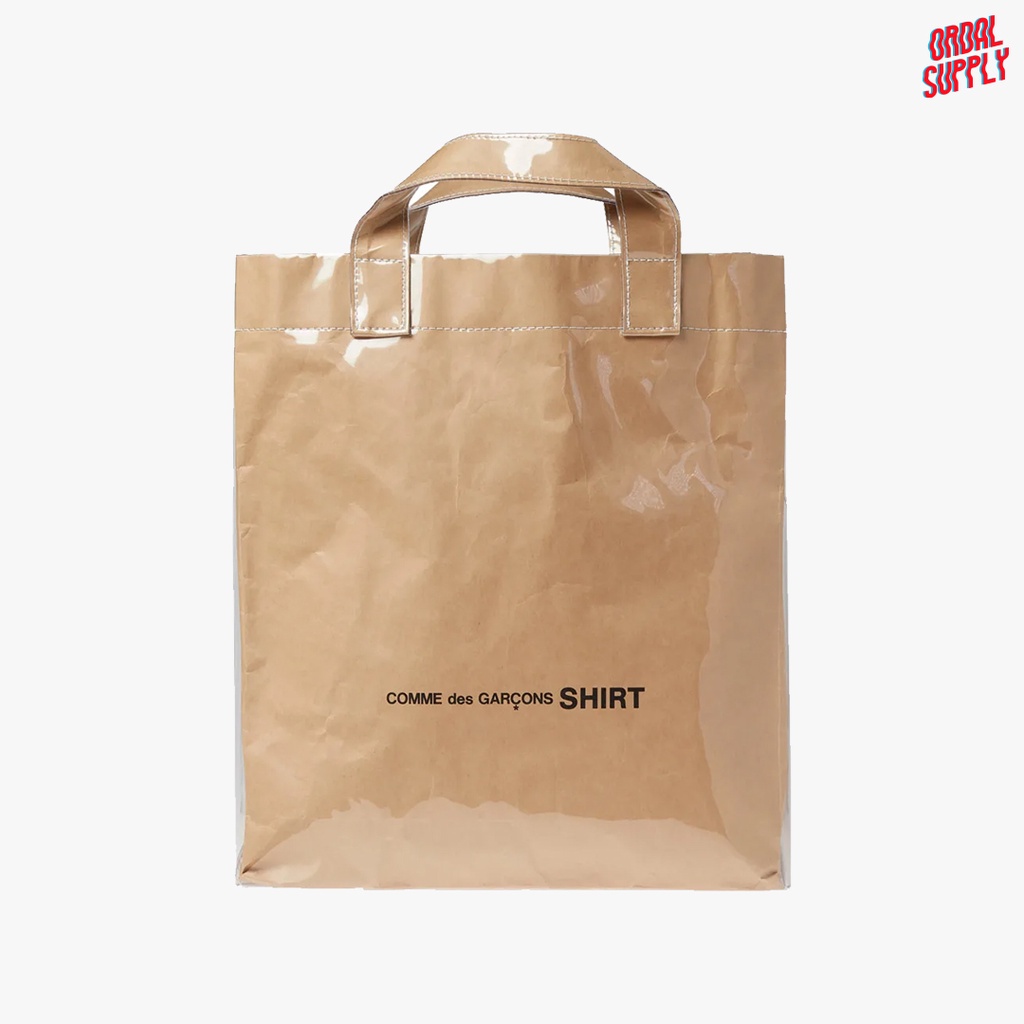 Comme Des Garcons CDG Tote Bag in Kraft Plastic Beige