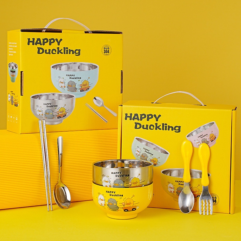 Mangkok stainless 304/Mangkok makan anak/Mangkok tahan panas/Mangkok lucu/Set makan mangkok/Mangkok 