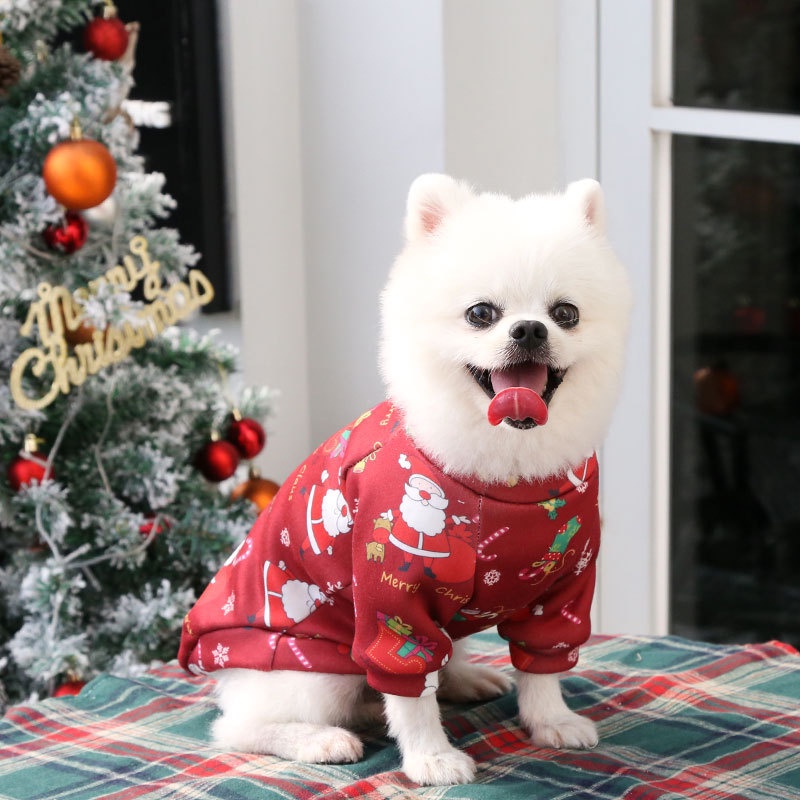 Plus Beludru Print Natal Hewan Peliharaan Kucing Anjing Pakaian Anjing Jaket Anjing Desainer Anjing Baju Natal Untuk Anjing Kecil Besar Kostum Anjing