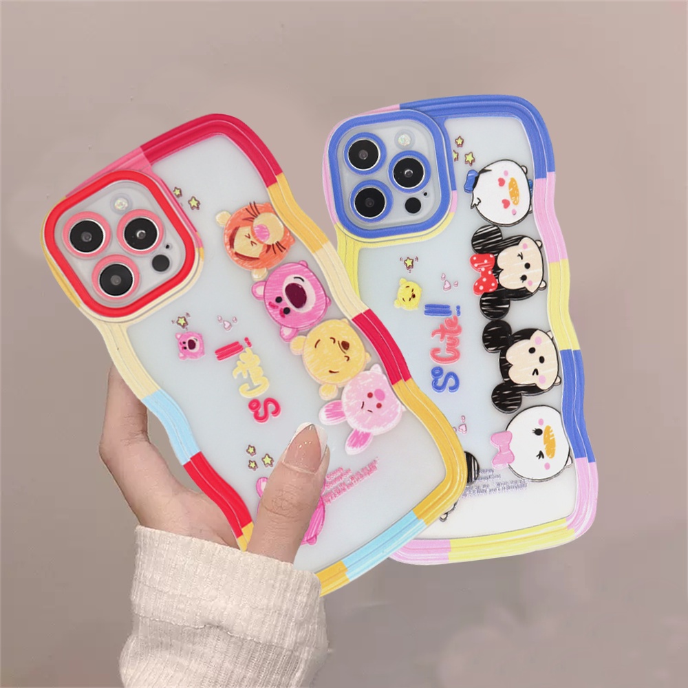 Casing Case Untuk Iphone14 14 Pro MAX 11 Pro 11 Pro MAX 12 12 Pro 12 Pro MAX iPhone 13 Pro MAX X XR XS MAX 6 6S 7 8 Plus Se2020 Mickey Minnie Dan Winnie the Pooh Wave Casing TPU Edge DGX