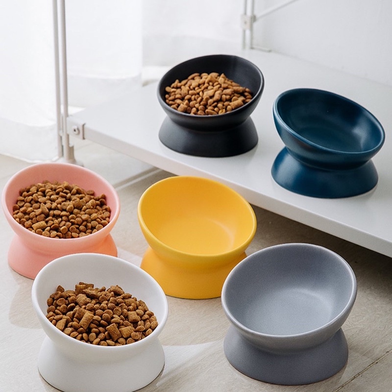 Non toxic ceramic pet high bowl  for healthy neck