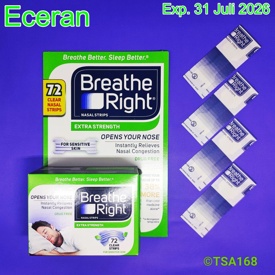 Breathe Right ES Nasal Strips 72 Strips - Tan Ecer