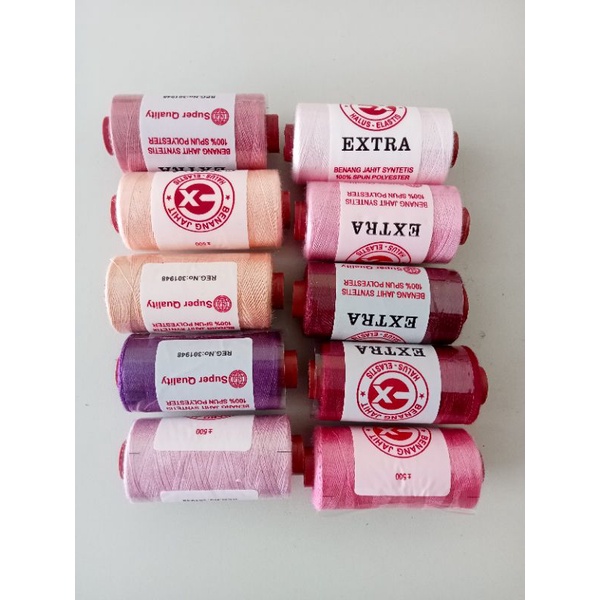 BENANG JAHIT EXTRA LUSINAN 500 YARD WARNA LENGKAP BENANG JAHIT EXTRA HALUS ELASTIS HARGA MURAH BENAN
