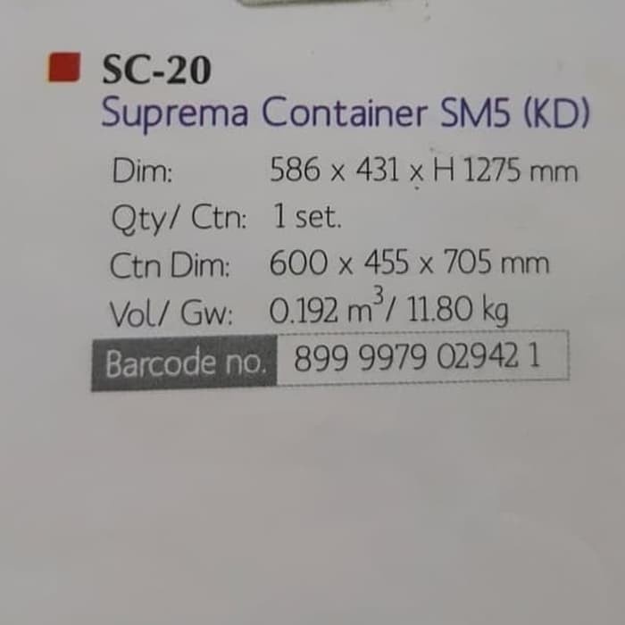 Suprema Container SM5 Lion Star SC-20 / LACI LEMARI LION STAR SC20 KNOCK DOWN