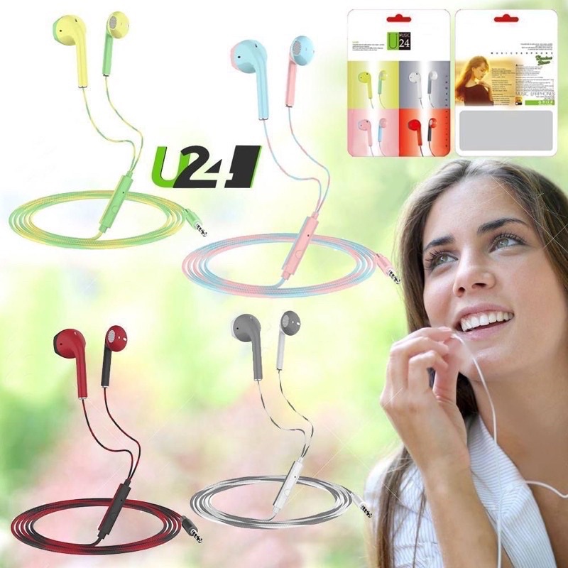 Headset Macaron U24 Handsfree Matte Colorfull Hifi Stereo Extra Bass Dengan Mic Jack 3.5mm Earphone Untuk Handphone Smartphone