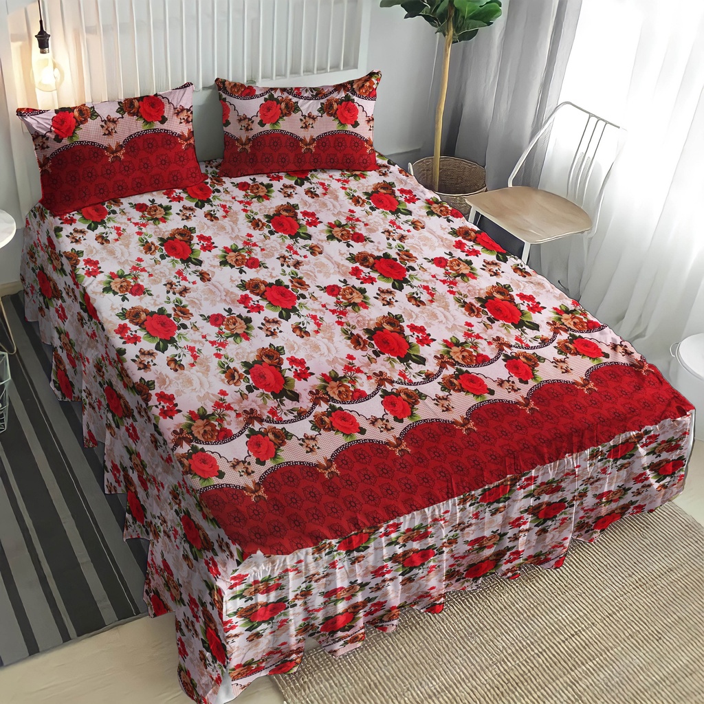 Sprei Rumbai Motif Rainbouw Ukuran 180x200 Free Sarung Bantal Sarung Guling