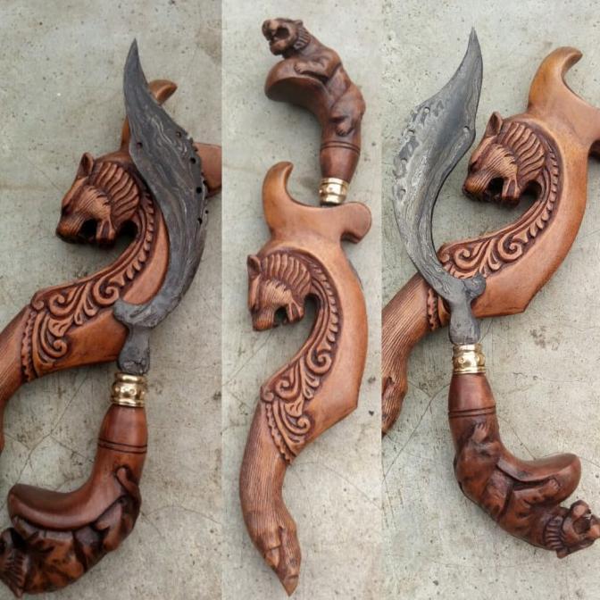 Kujang Pamor Baja Damaskus Balik Mipih 30 cm