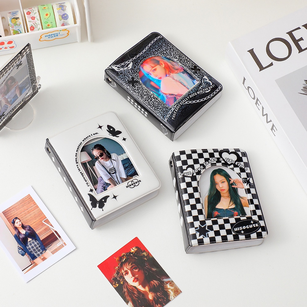 3 Inch Black Checkerboard Cover Album Foto Album 40 Kantong Photocard Binder Mini Collect Book Photocard