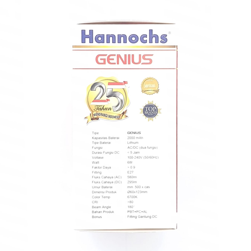 Hannochs Genius 6w AC/DC Lampu Led Ajaib Magic Emergency Lamp