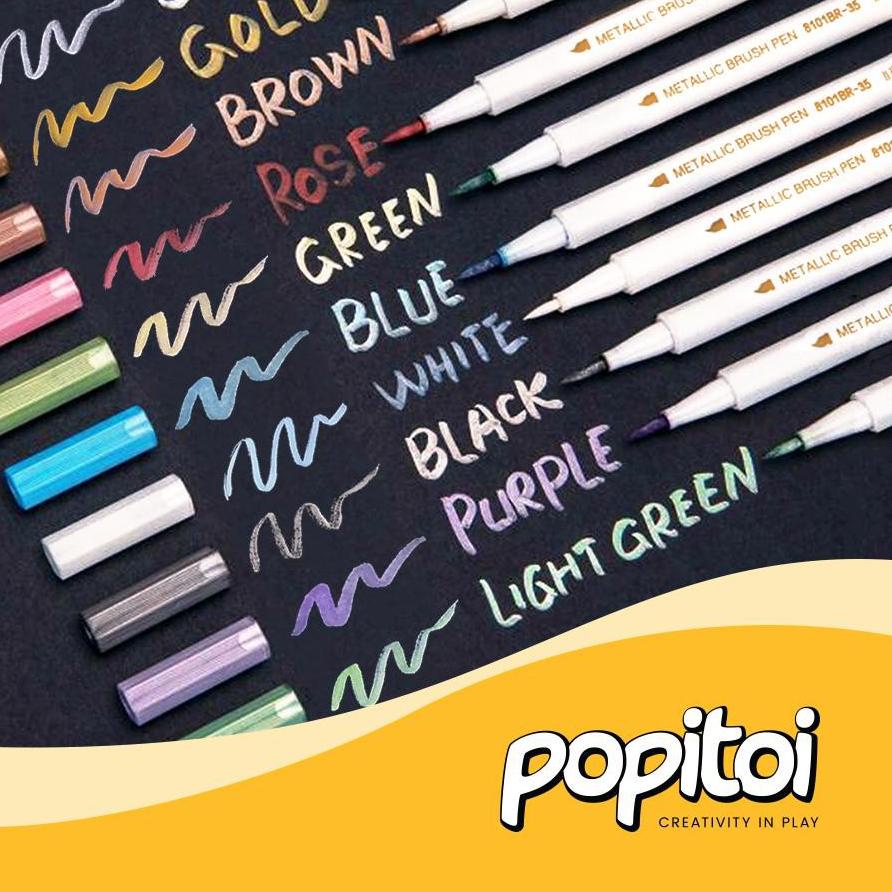 

Trendy ア STA Metallic Brush Pen Set 10 Colors Spidol metalic metalik non Joyko