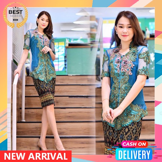 Satu Set Kebaya Bali Kebaya Jadi Kebaya Kutibaru Modern Warna Abu Stone Bisa Cod!! Atasan Kebaya Pen
