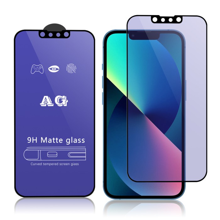 MATTE Blue Ray 9H iPhone 13 Mini/13/13 Pro/13 Pro Max Tempered Glass