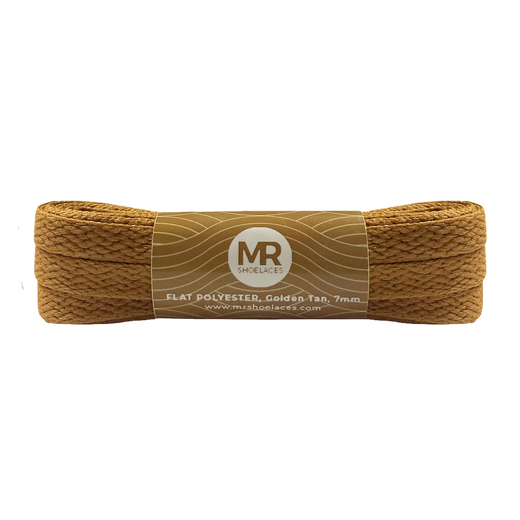 Original MR Shoelaces FP19 Golden Tan (Coklat Tan) Sepatu Pipih Flat 7mm 90cm-200cm Polyester Premium Shoelaces