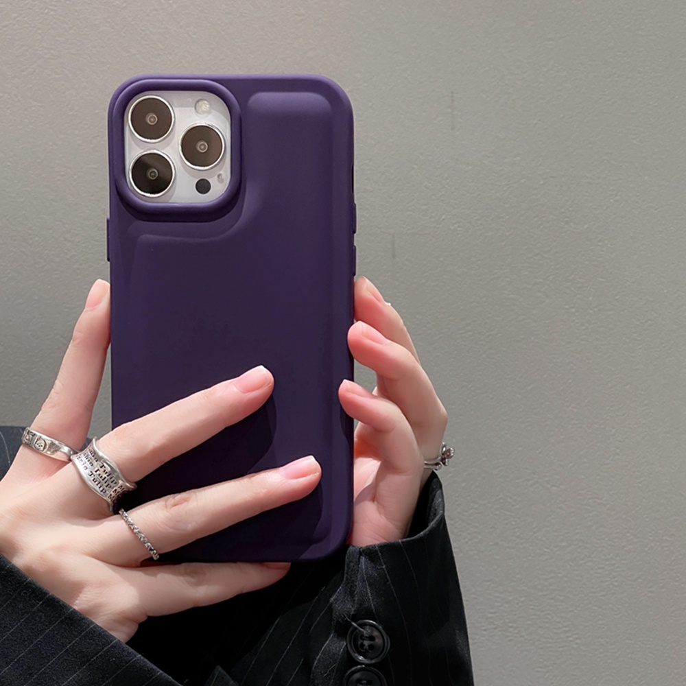 Soft Case Silikon Cair Deep Purple Untuk Iphone14 13 12 11 Pro Max14 Plus XS MAX 14 Pro MAX Soft Case Airbag Shockproof Cover Casing iPhone