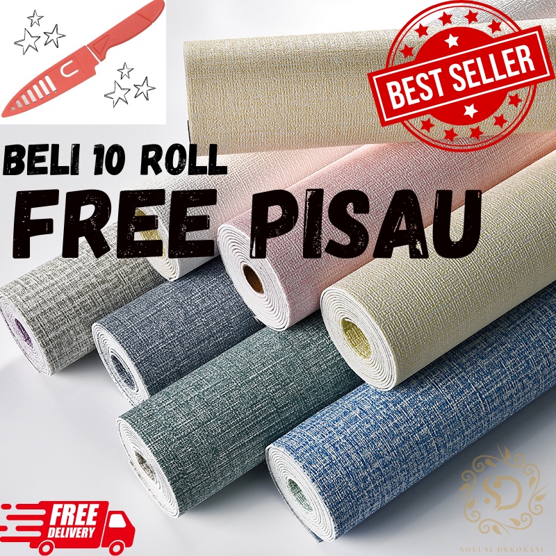 Solusi Dekorasi - Wallpaper Foam Linen Roll - Walpaper Dinding Kamar Tidur - Wallpaper Dinding Kelas Atas - Linen All Colour