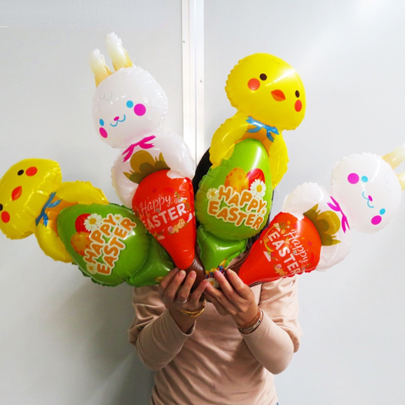 [Harga Grosir] Balon Foil Aluminium Tiup Mainan Anak Lucu Masa Kini Keluarga Sekolah Festival Dekorasi Alat Peraga Kelinci Bentuk Ayam Balon Happy Easter Atmosphere Ornament