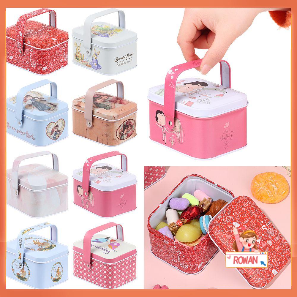 R-flower Tinplate Box Pembungkus Kue Kering Kado Dengan Tutup Vintage Hand-held Can