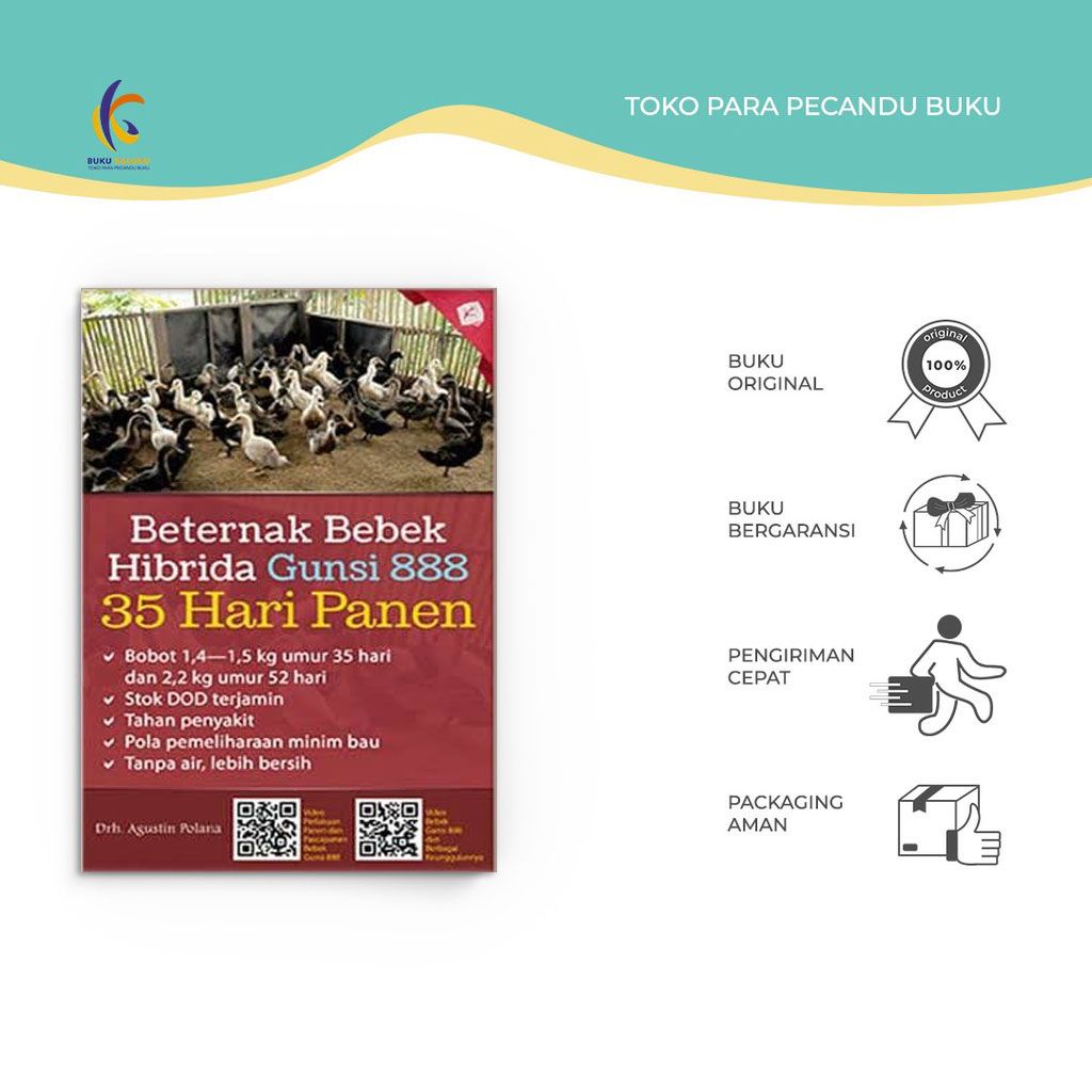 Buku Peternakan - Beternak Bebek Hibrida Gunsi  : 35 Hari Panen (Ed.Revisi) - Drh. Agustin Polana - 